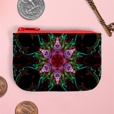 Fractal Pink Star Mini Coin Purse from ArtsNow.com Front