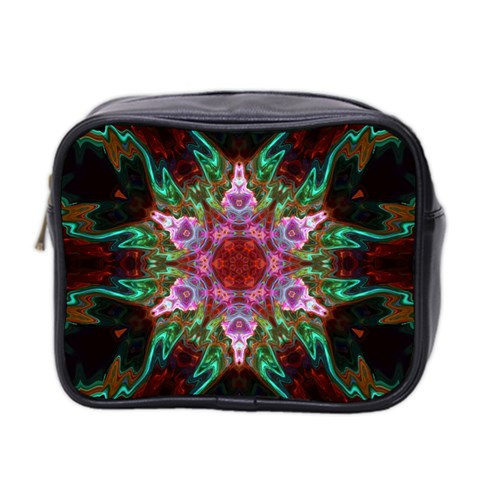 Fractal Pink Star Mini Toiletries Bag (Two Sides) from ArtsNow.com Front