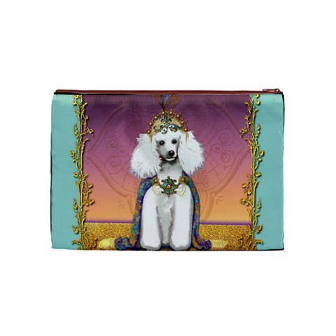 White Poodle Prince Cosmetic Bag (Medium) from ArtsNow.com Front