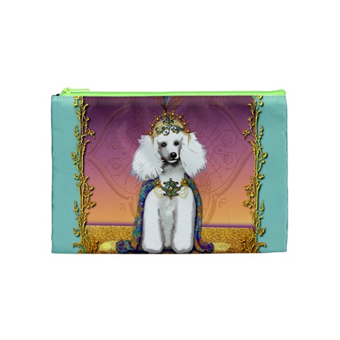 White Poodle Prince Cosmetic Bag (Medium) from ArtsNow.com Front