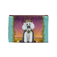 White Poodle Prince Cosmetic Bag (Medium) from ArtsNow.com Front