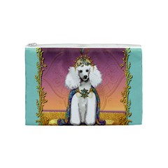 White Poodle Prince Cosmetic Bag (Medium) from ArtsNow.com Front