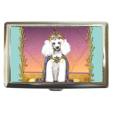 White Poodle Prince Cigarette Money Case from ArtsNow.com Front