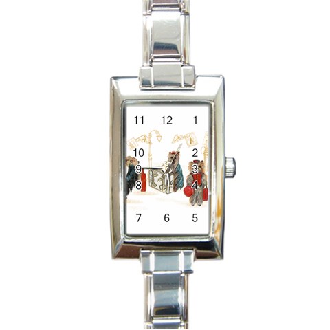 Travelling Yorkies in Paris Rectangular Italian Charm Watch from ArtsNow.com Front