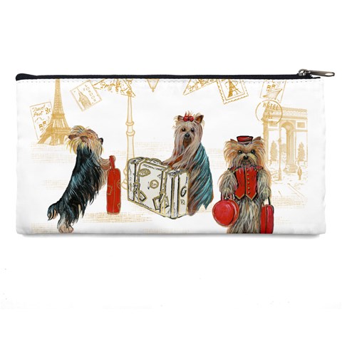 Travelling Yorkies in Paris Pencil Case from ArtsNow.com Back