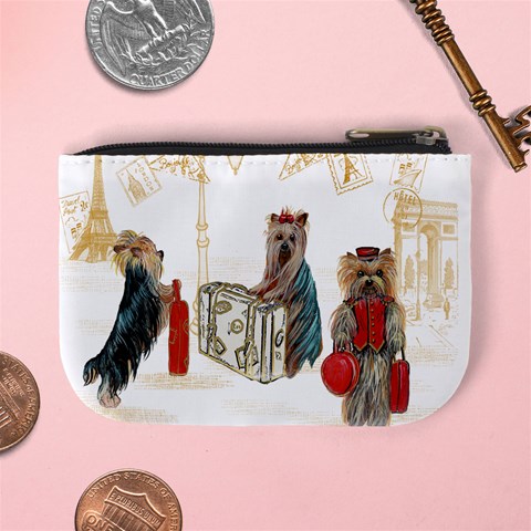 Travelling Yorkies in Paris Mini Coin Purse from ArtsNow.com Back