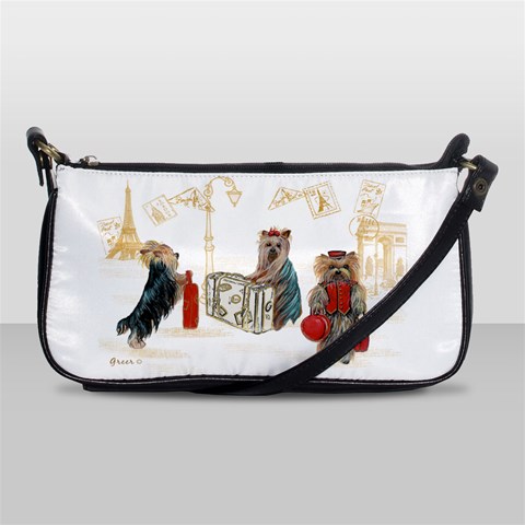 Travelling Yorkies in Paris Shoulder Clutch Bag from ArtsNow.com Front