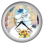 Tea Party Umbrella Arts Now Copy Square Wall Clock (Silver)