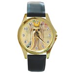 Yorkie Valentine Princess Round Gold Metal Watch