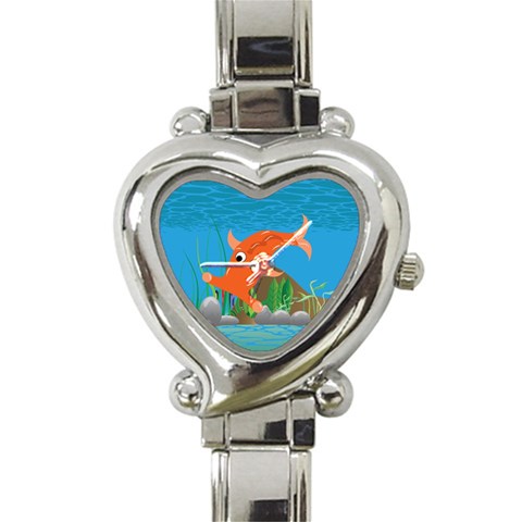 Orange Hammie Fish Heart Italian Charm Watch from ArtsNow.com Front