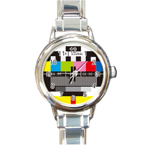 Tv Round Italian Charm Watch from ArtsNow.com Front