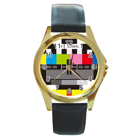 Tv Round Gold Metal Watch from ArtsNow.com Front