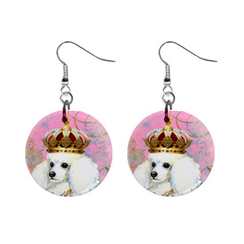 White Poodle Princess Print 5 By 6 Zazzle Copy 1  Button Earrings from ArtsNow.com Front