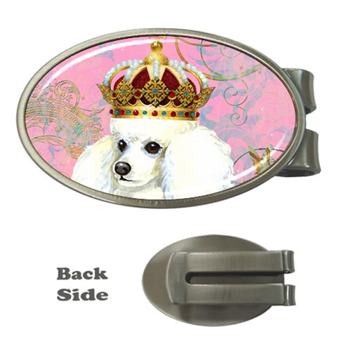 White Poodle Princess Print 5 By 6 Zazzle Copy Money Clip (Oval) from ArtsNow.com Front