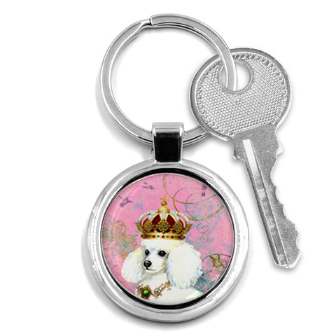 White Poodle Princess Print 5 By 6 Zazzle Copy Key Chain (Round) from ArtsNow.com Front