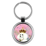 White Poodle Princess Print 5 By 6 Zazzle Copy Key Chain (Round)