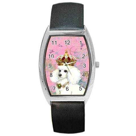 White Poodle Princess Print 5 By 6 Zazzle Copy Barrel Style Metal Watch from ArtsNow.com Front