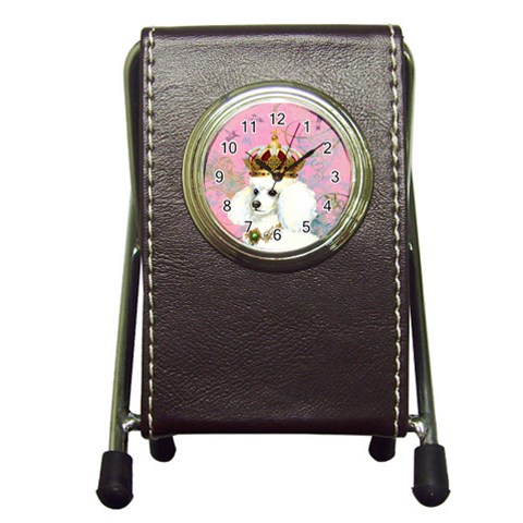 White Poodle Princess Print 5 By 6 Zazzle Copy Pen Holder Desk Clock from ArtsNow.com Front