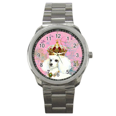 White Poodle Princess Print 5 By 6 Zazzle Copy Sport Metal Watch from ArtsNow.com Front