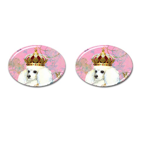 White Poodle Princess Print 5 By 6 Zazzle Copy Cufflinks (Oval) from ArtsNow.com Front(Pair)