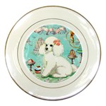 whte poodle treats bon bon copy Porcelain Plate