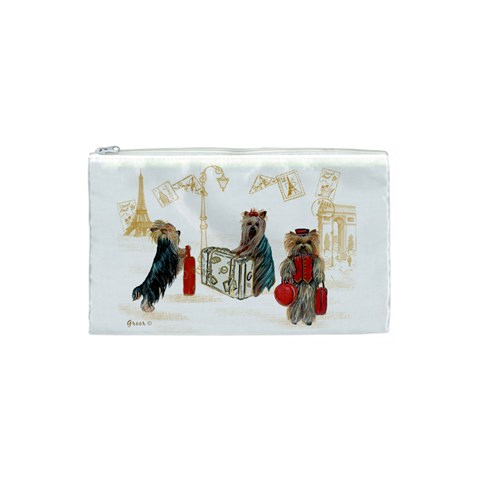 Travelling Yorkies in Paris Cosmetic Bag (Small) from ArtsNow.com Front