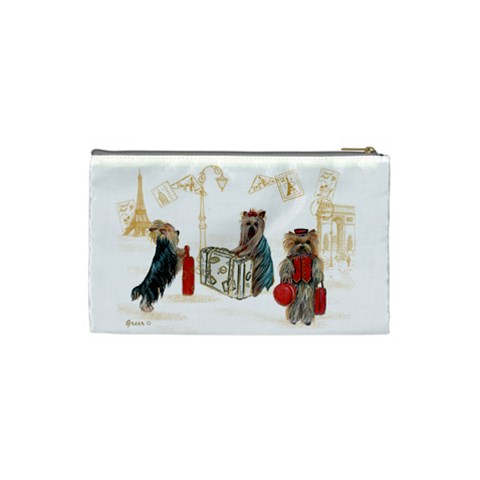 Travelling Yorkies in Paris Cosmetic Bag (Small) from ArtsNow.com Back