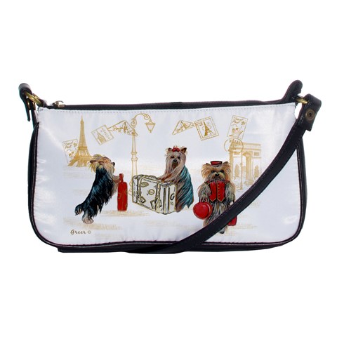 Travelling Yorkies in Paris Shoulder Clutch Bag from ArtsNow.com Front