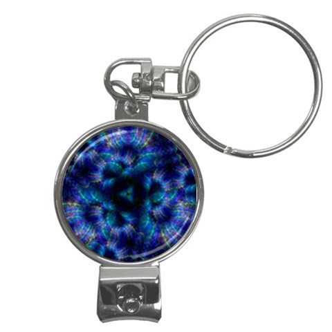 Fractal Blue Dreams Nail Clippers Key Chain from ArtsNow.com Front