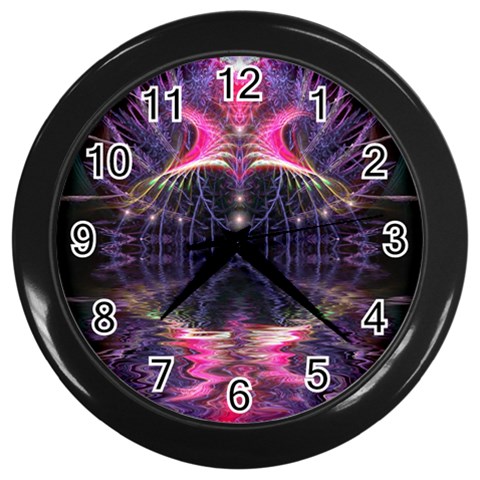 FractalCavern 03 Wall Clock (Black) from ArtsNow.com Front