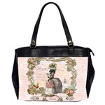 Black Poodle Marie Antoinette W Roses Fini Zazz Oversize Office Handbag (Two Sides)