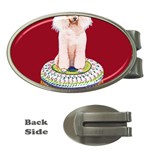 Poodle On Tuffet For Sticker Etc Money Clip (Oval)