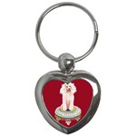 Poodle On Tuffet For Sticker Etc Key Chain (Heart)