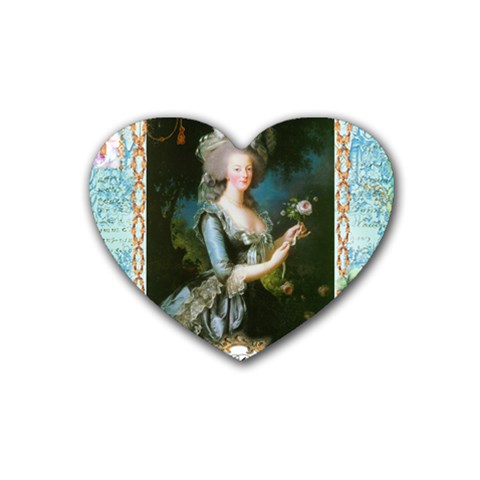 Marie Antoinette Pink Roses And Blue 6 By 8 Copy Heart Coaster (4 pack) from ArtsNow.com Front