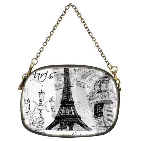 Eiffel Collage Squared Zazz Chain Purse (Two Sides) from ArtsNow.com Back