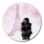 Blk Poo Eiffel For Print 5 By 7 Round Mousepad