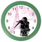 Blk Poo Eiffel For Print 5 By 7 Color Wall Clock