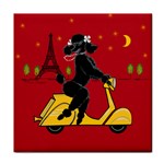 Black Poodle Scooter 8 In Tile Coaster