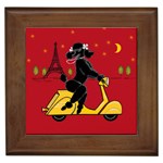 Black Poodle Scooter 8 In Framed Tile