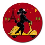 Black Poodle Scooter 8 In Round Mousepad