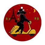 Black Poodle Scooter 8 In Ornament (Round)