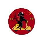 Black Poodle Scooter 8 In Rubber Coaster (Round)