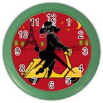 Black Poodle Scooter 8 In Color Wall Clock