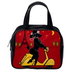 Black Poodle Scooter 8 In Classic Handbag (One Side)
