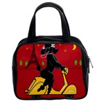 Black Poodle Scooter 8 In Classic Handbag (Two Sides)