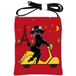 Black Poodle Scooter 8 In Shoulder Sling Bag