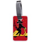 Black Poodle Scooter 8 In Luggage Tag (two sides)