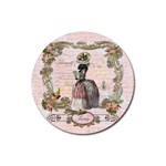 Black Poodle Marie Antoinette W Roses Fini Zazz Rubber Coaster (Round)