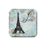 Eiffel Tower Pink Roses Pillow Square Copy Cc Rubber Square Coaster (4 pack)