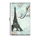 Eiffel Tower Pink Roses Pillow Square Copy Cc Business Card Holder